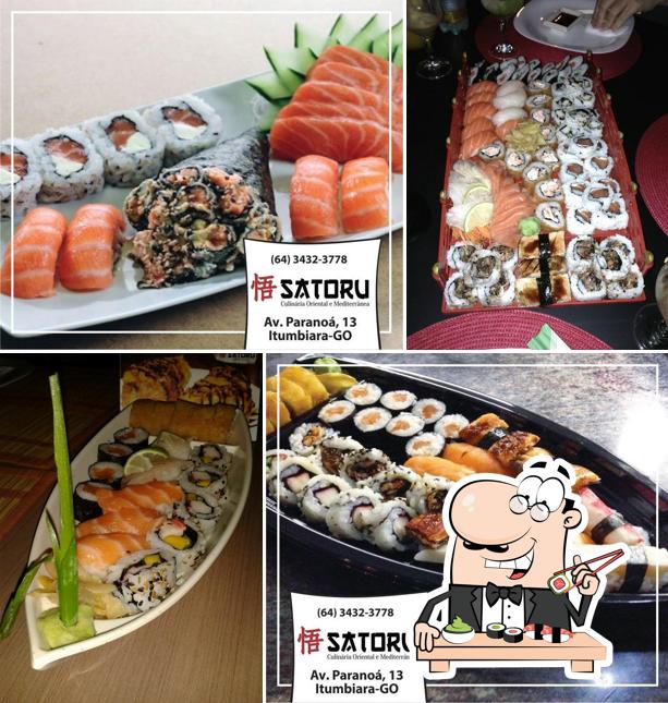 Rolos de sushi são oferecidos por Satoru Culinária Oriental