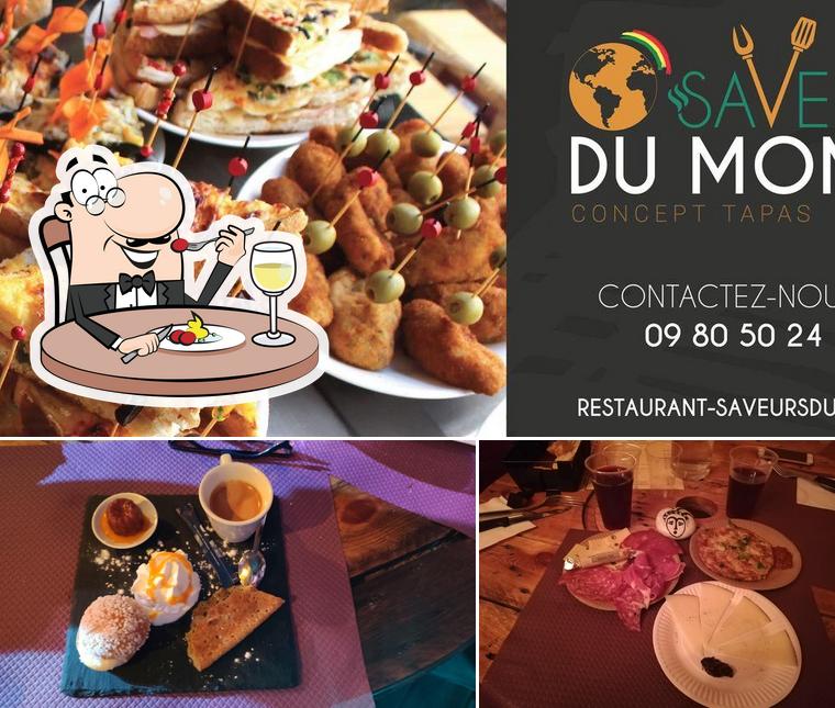 Las imágenes de comida y bebida en Saveurs du monde concept tapas