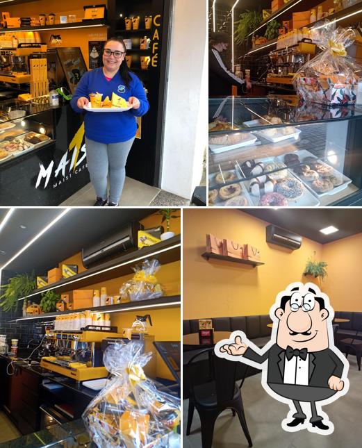 O interior do Mais1 Café - São Bento do Sul