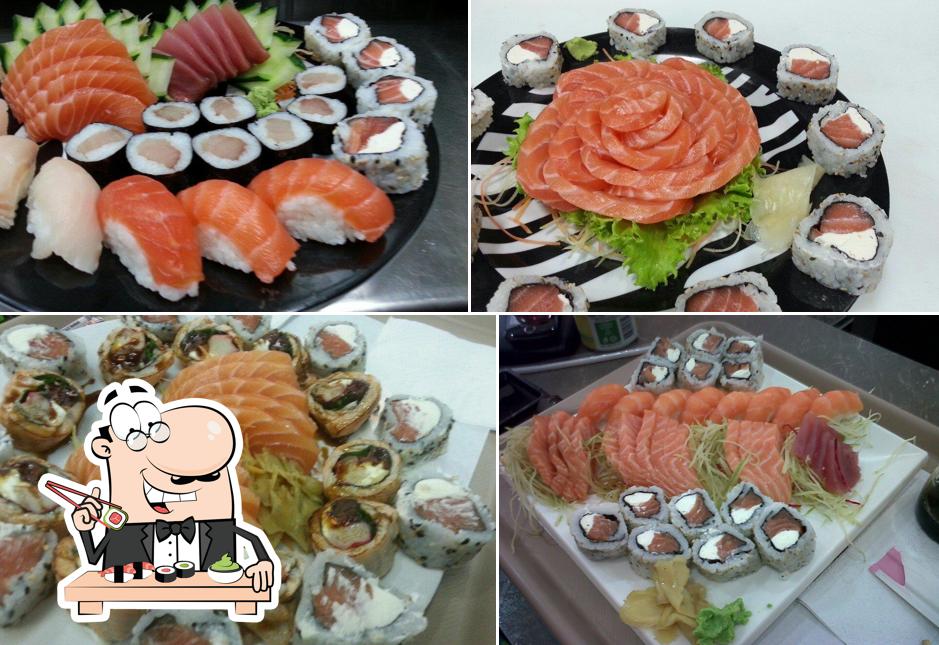 Rolos de sushi são disponibilizados no Kami Sushi