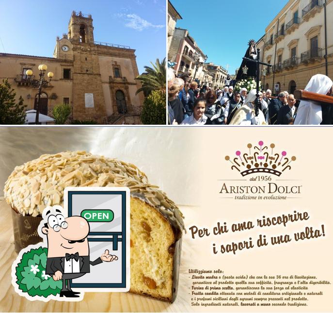 Questa è la immagine che presenta la esterno e cibo di Ariston Dolci