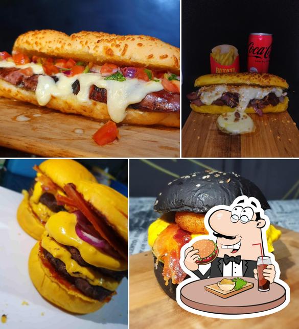 The burger is on the table