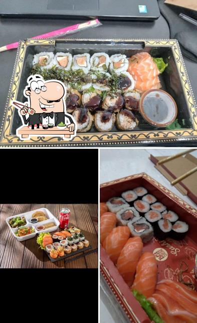 Rolos de sushi são oferecidos por Sushi fast