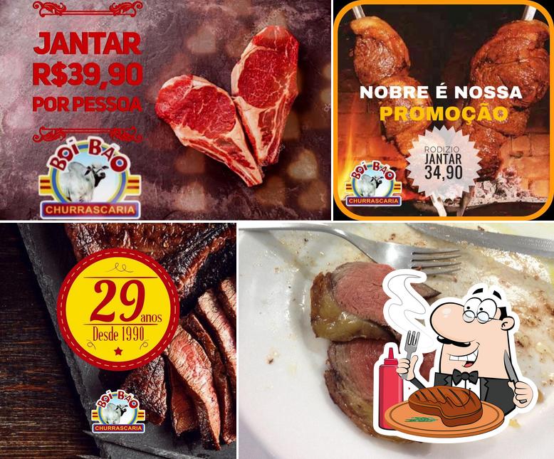 Peça refeições de carne no Churrascaria Boi Bão