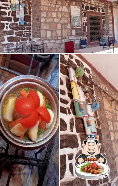 Voici la photo affichant la nourriture et intérieur sur Café Restaurant la Kasbah de Telouet Chez Rachid