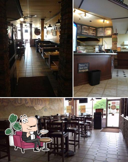 The picture of interior and food at Angelo & Vito's Pizzeria Plano