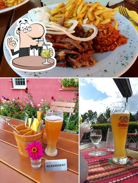 Take a look at the picture showing drink and food at Schanzstuben
