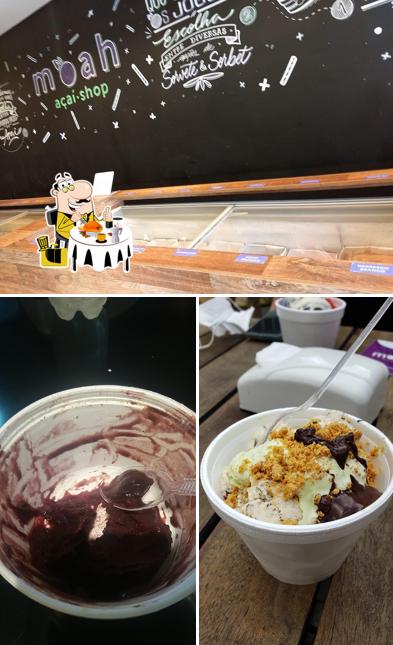 A Moah Açaí Shop Esplanada se destaca pelo comida e quadro-negro