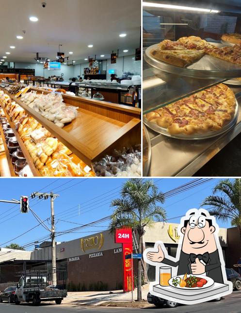 Entre diversos coisas, comida e exterior podem ser encontrados no Araújo Padaria e Pizzaria 24H