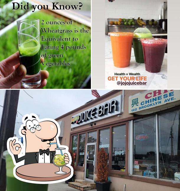 This is the picture depicting drink and exterior at Jojo’s Juice Bar and Grill