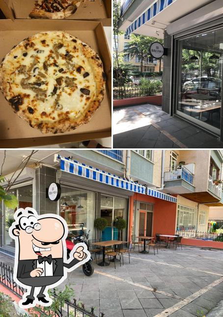 Take a look at the photo depicting interior and pizza at Bromo Street Food