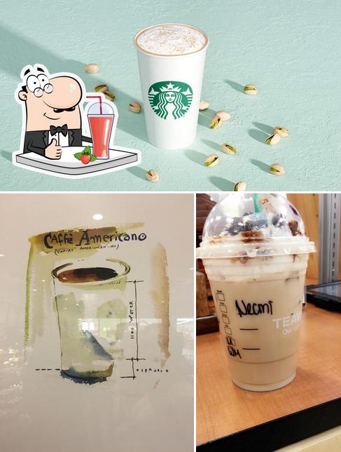 Enjoy a beverage at Starbucks