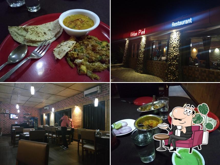 This is the image displaying interior and food at Urban Pind Restaurant