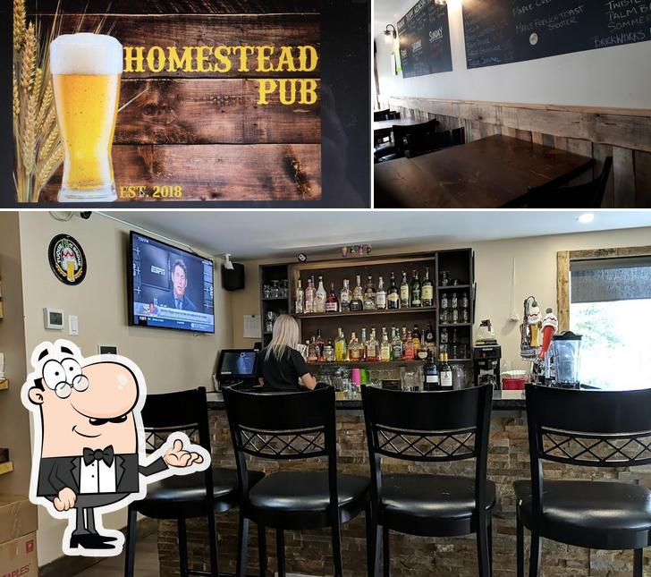 Among various things one can find interior and beer at Homestead Pub