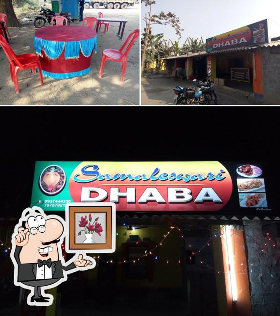 Check out the image displaying interior and exterior at Samaleswari Dhaba