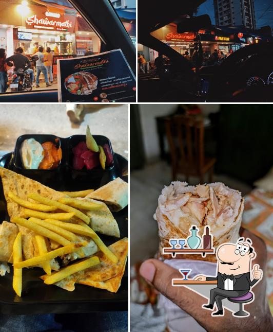 The restaurant's interior and food