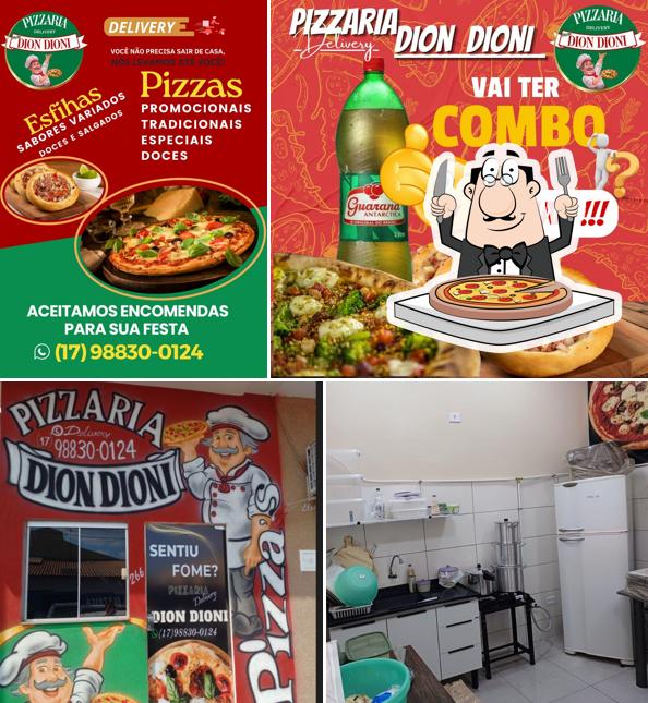 Escolha pizza no Pizzaria Dion Dioni