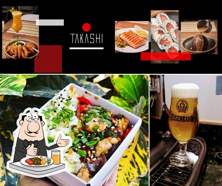 The photo of food and beer at Takashi Culinária Japonesa