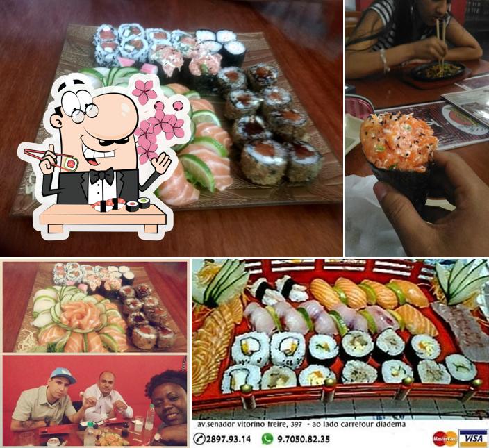 Escolha diferentes opções de sushi