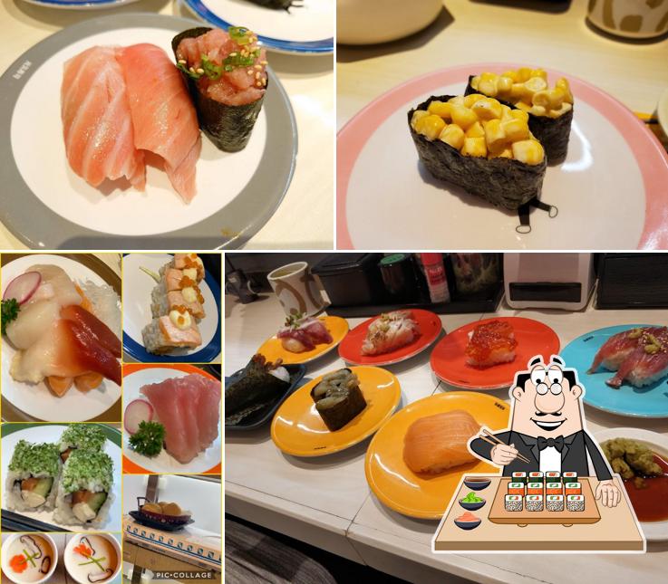 En 元気寿司 GENKI SUSHI, puedes tomar sushi