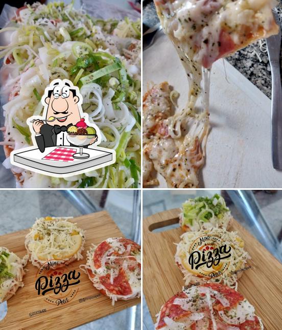 Mini pizza petit serve uma variedade de sobremesas