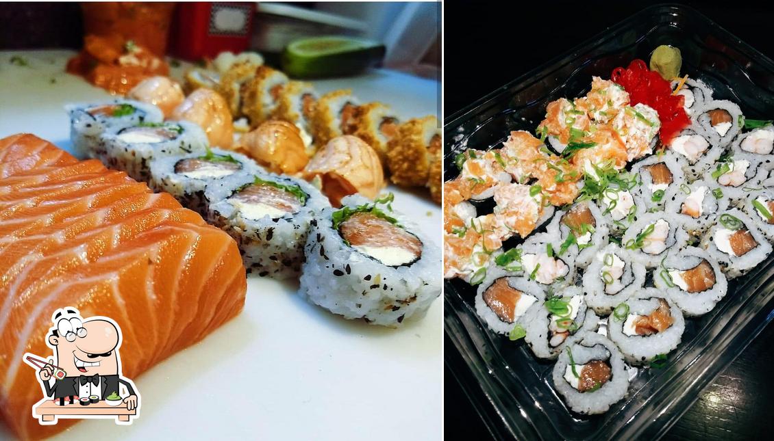 Rolos de sushi são disponibilizados no Black Soul Sushi Delivery