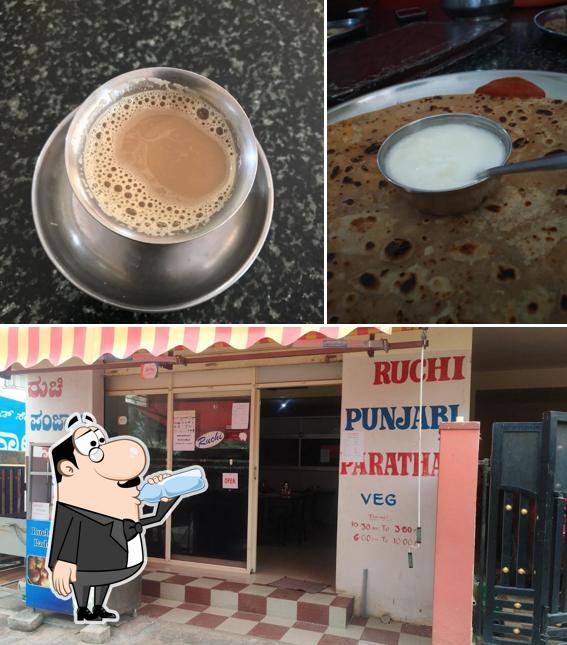 This is the image depicting drink and exterior at Ruchi Punjabi Paratha