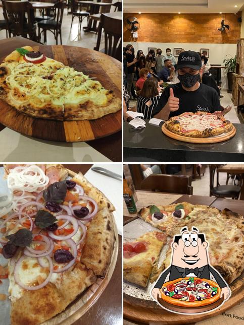 Experimente pizza no Spazio Santo Disco Restaurante & Pizzaria