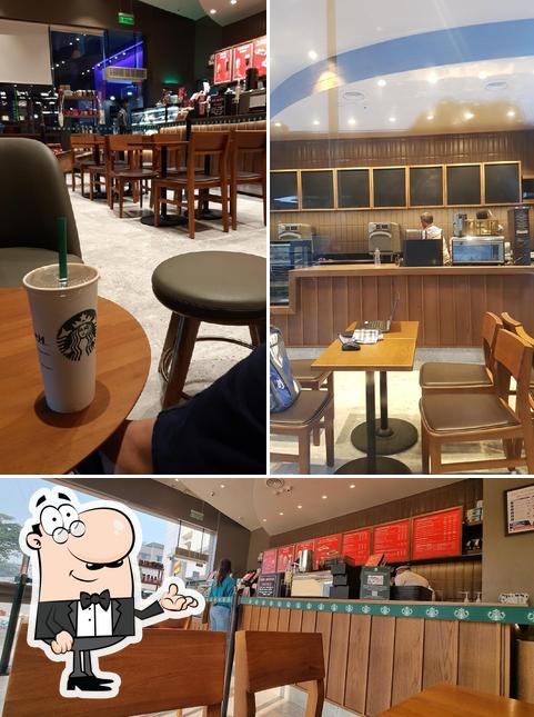 The interior of Starbucks