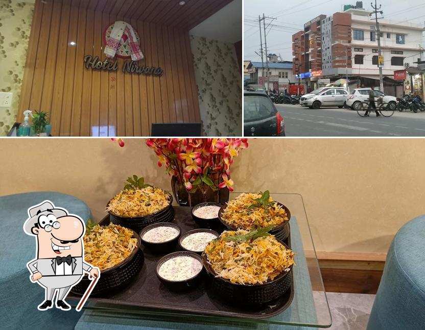 The image of exterior and food at Hotel Nirvana