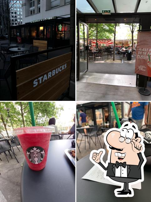 Посмотрите на внутренний интерьер "Starbucks"