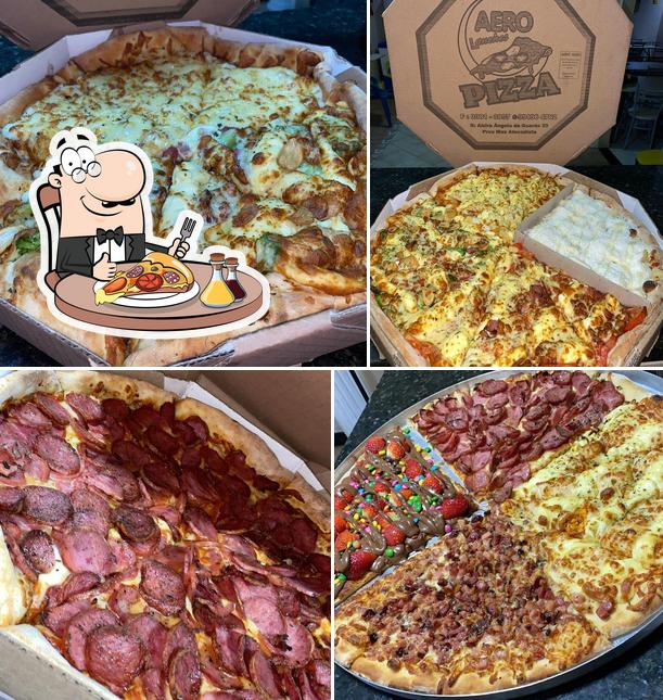 Escolha pizza no Aero Lanches e Pizzaria