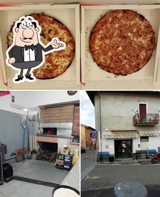 Dai un’occhiata alla immagine che mostra la interni e pizza di Pizzeria Da Franco