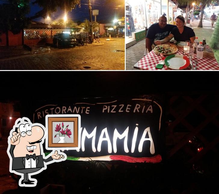 A ilustração a Ristorante Mamma Mia’s interior e exterior