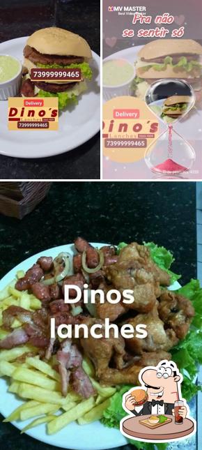 Experimente um hambúrguer no Dinos Lanche