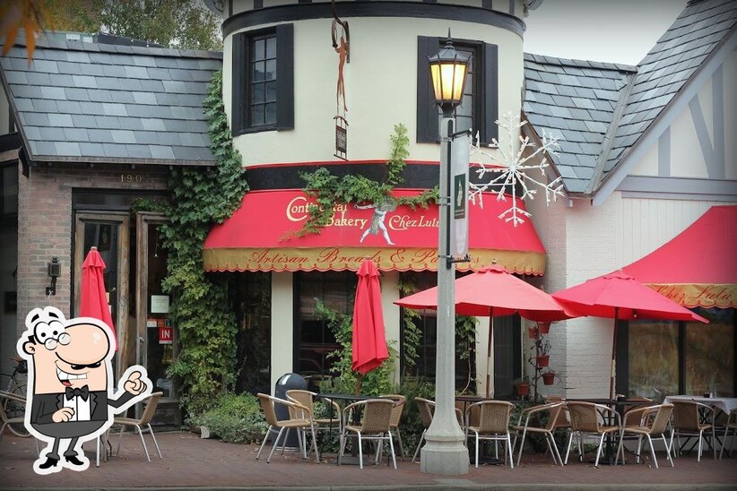 Take a seat at one of the tables at Continental Bakery.