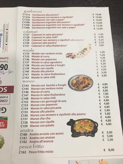 Il menu di piatti e bevande disponibili a Jing Sushi.