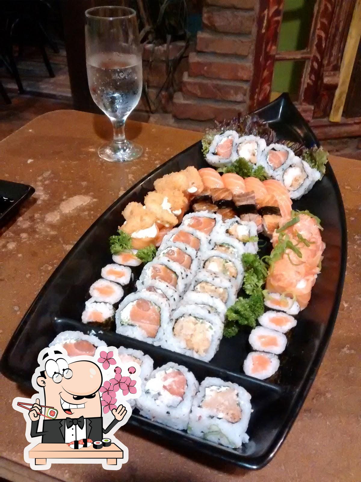 Escolha diferentes opções de sushi.