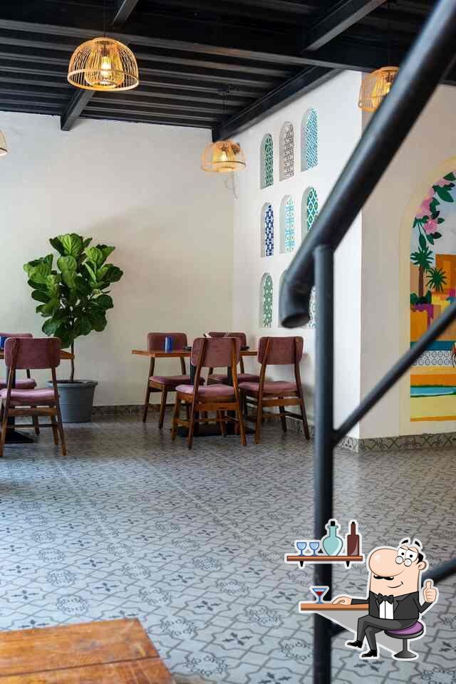 Take a seat at one of the tables at Mezze.