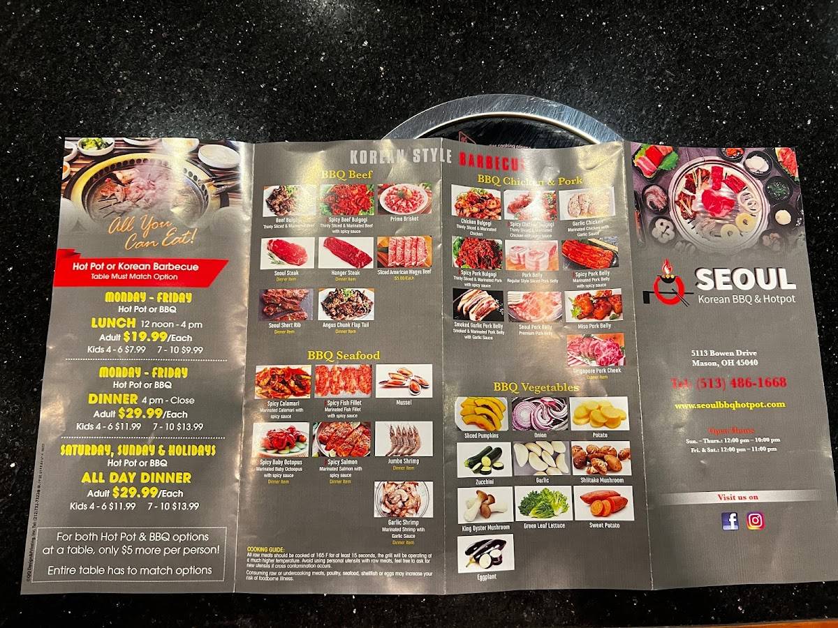 Carta de Seoul Korean BBQ & Hotpot, Mason