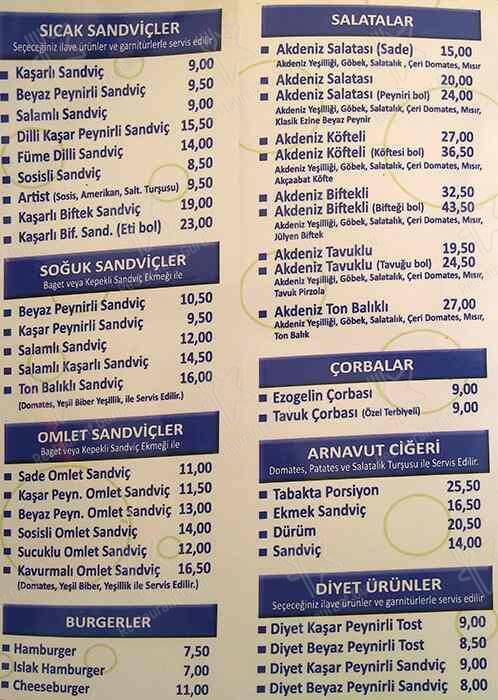 Menu at barış büfe Etiler, Istanbul, Nisbetiye Cd 73 C