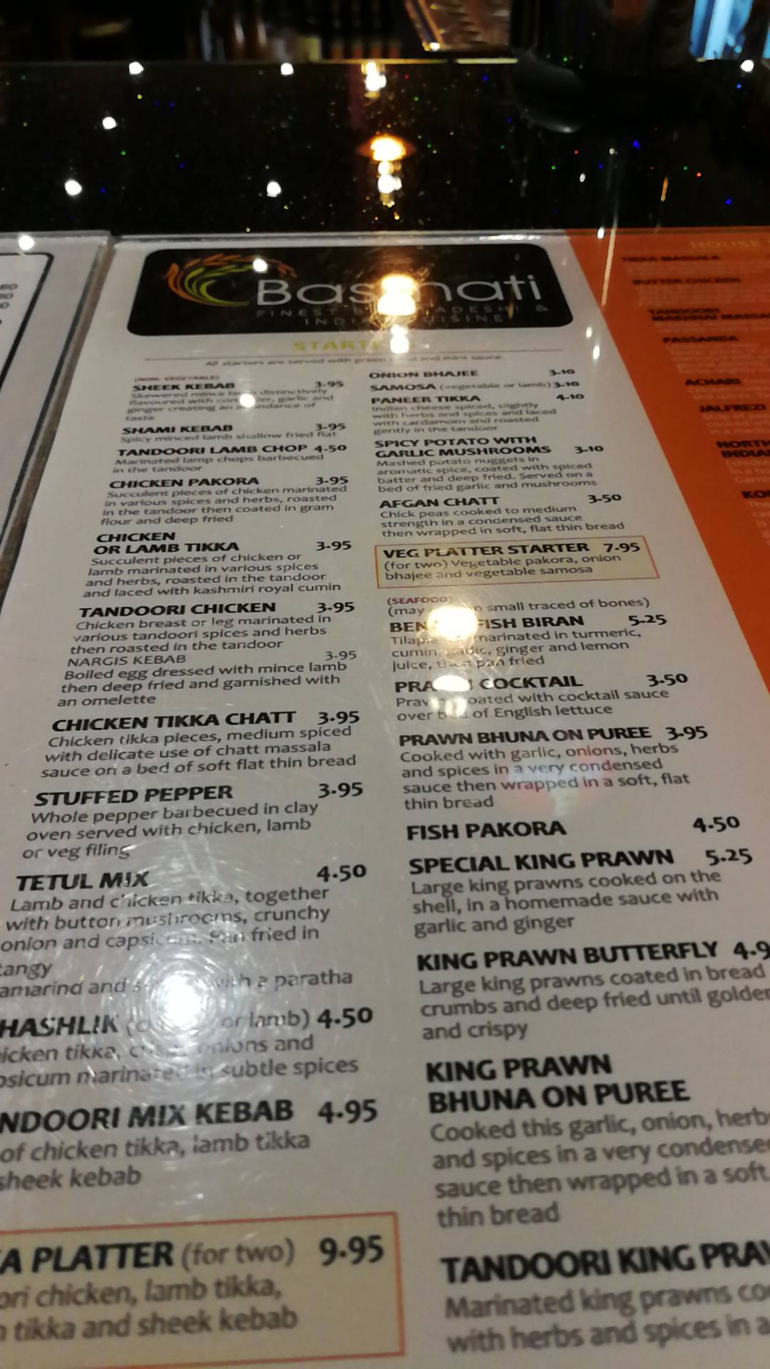 Menu at Basmati Restaurant, NewcastleunderLyme