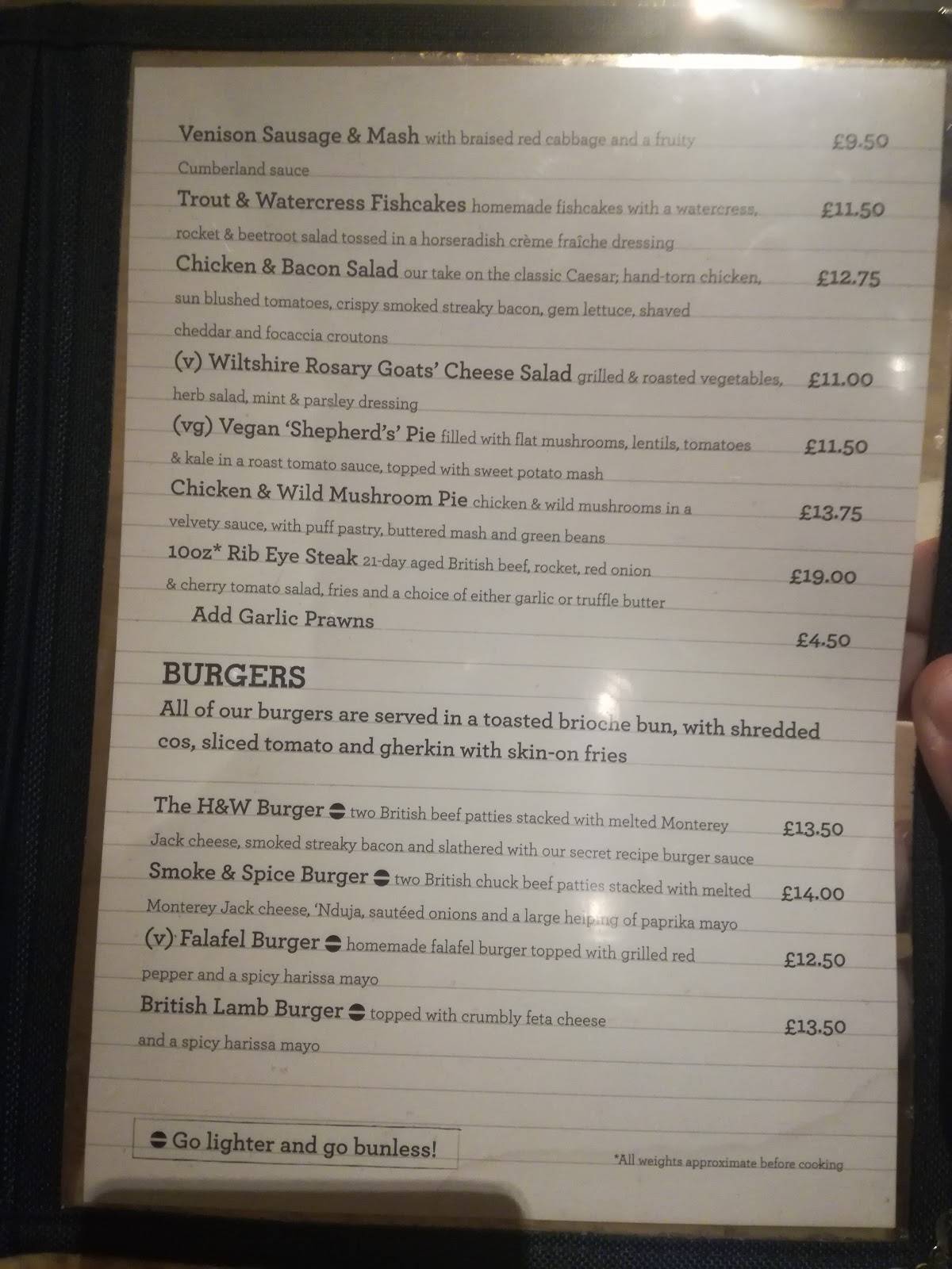 Menu at Hall & Woodhouse Bath pub & bar, Bath
