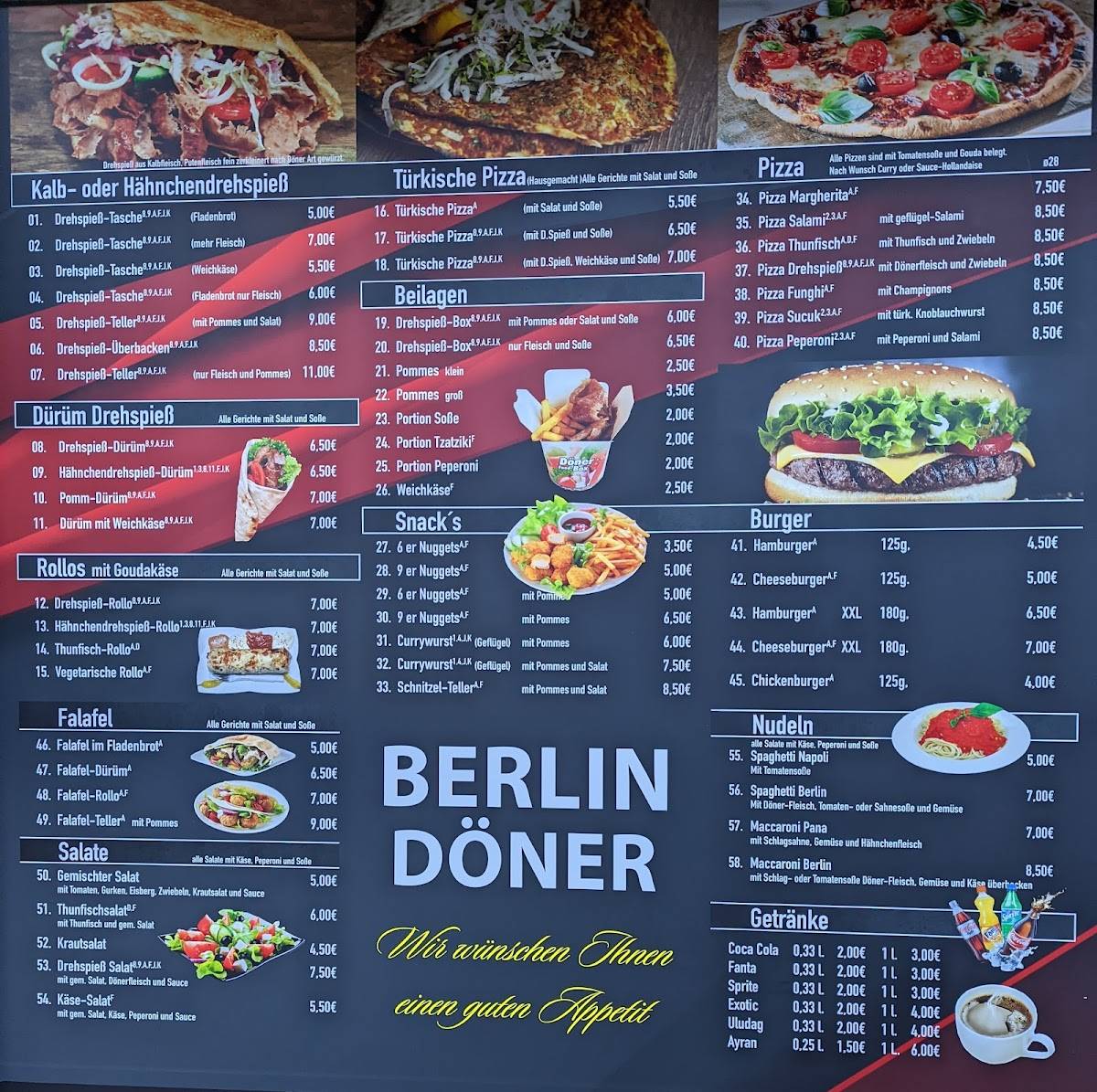 Speisekarte von Berlin Döner restaurant, Aerzen