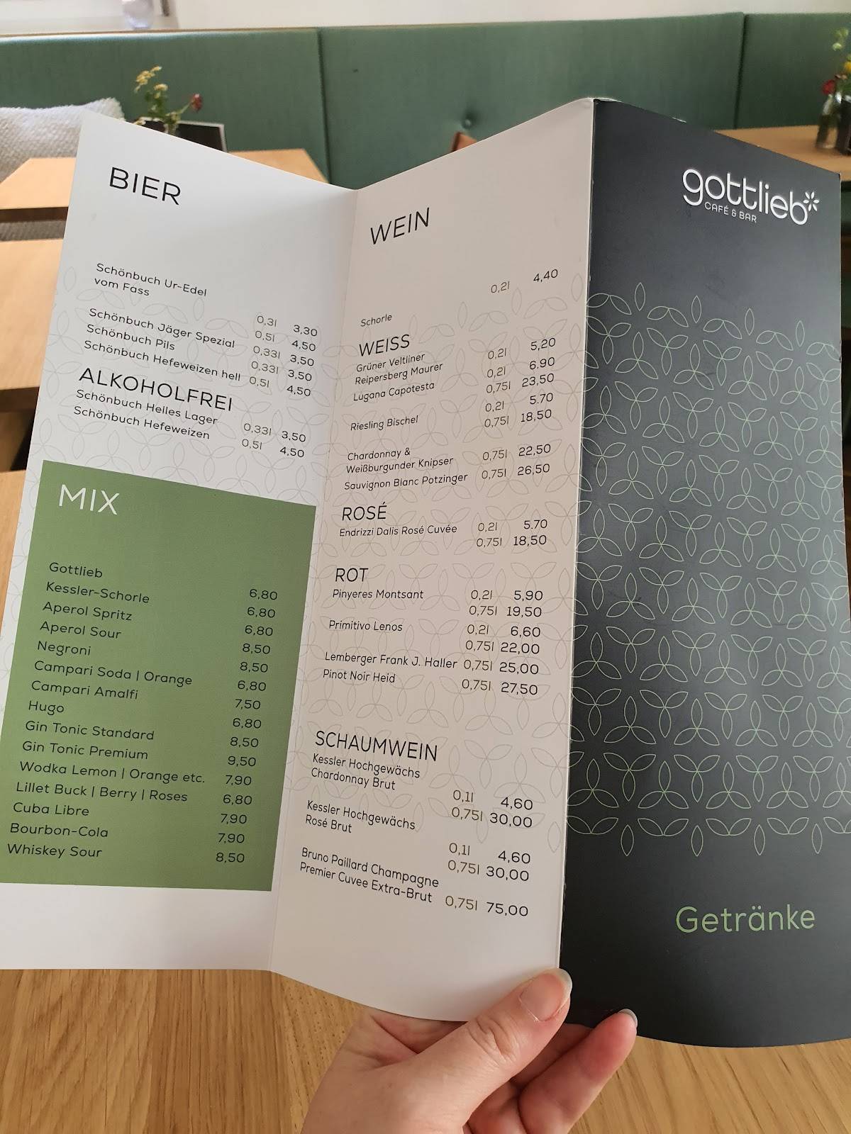 Speisekarte Von Gottlieb Caf Bar Stuttgart