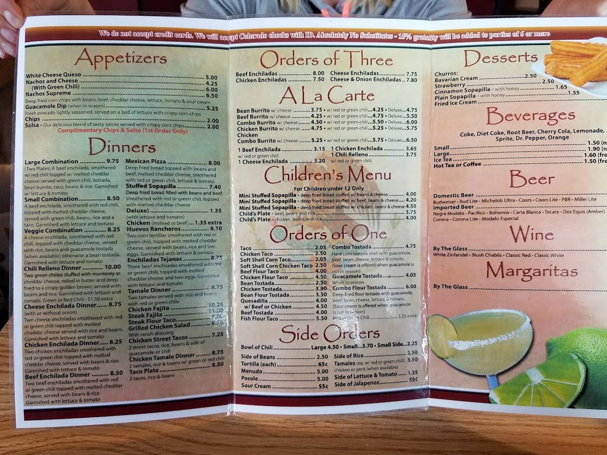 Menu at Casa Blanca Restaurant, Leadville