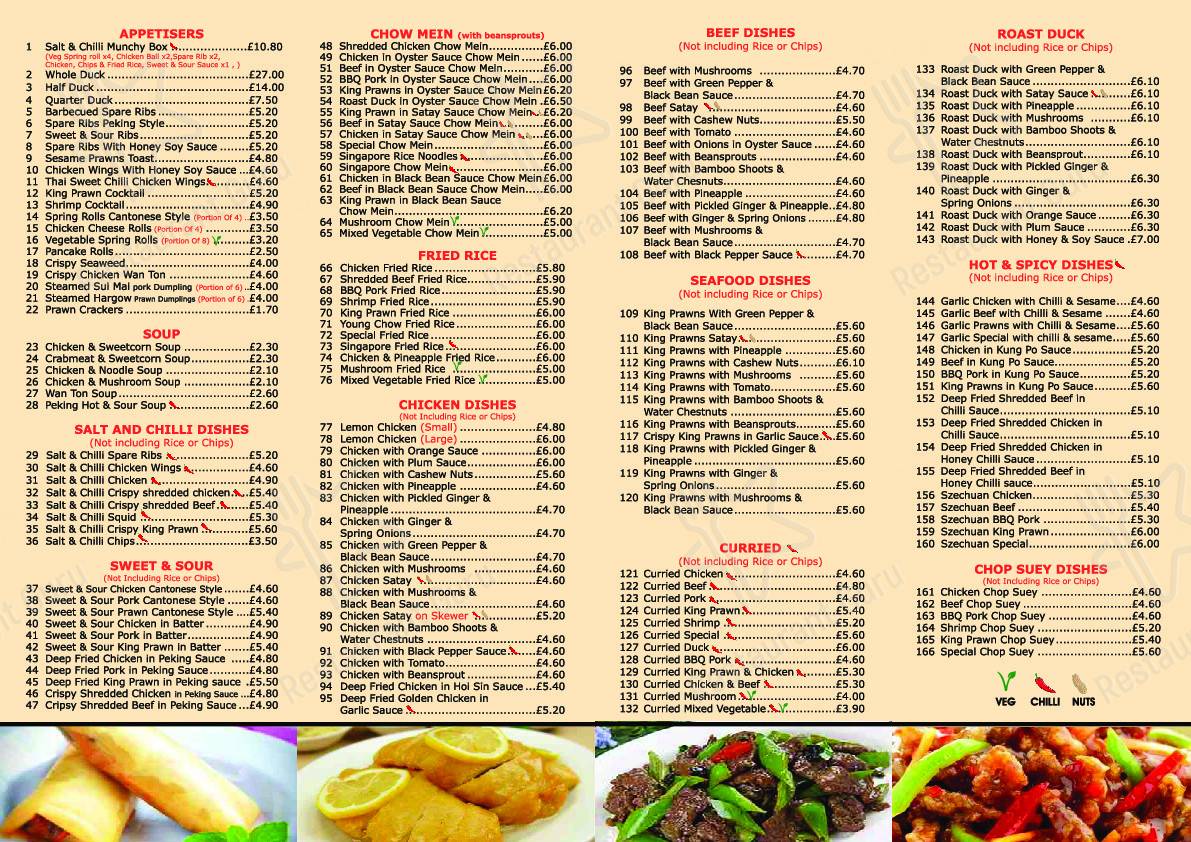 Menu at China Red fast food, Kelso