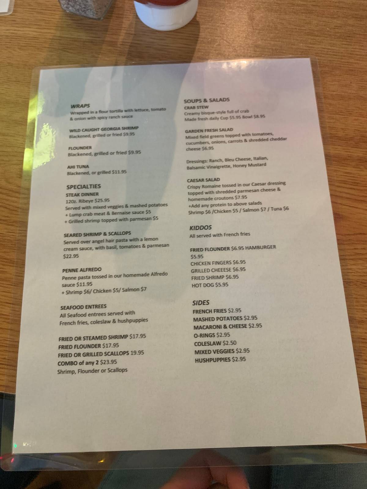 Menu at CoCo's Sunset Grille pub & bar, Tybee Island