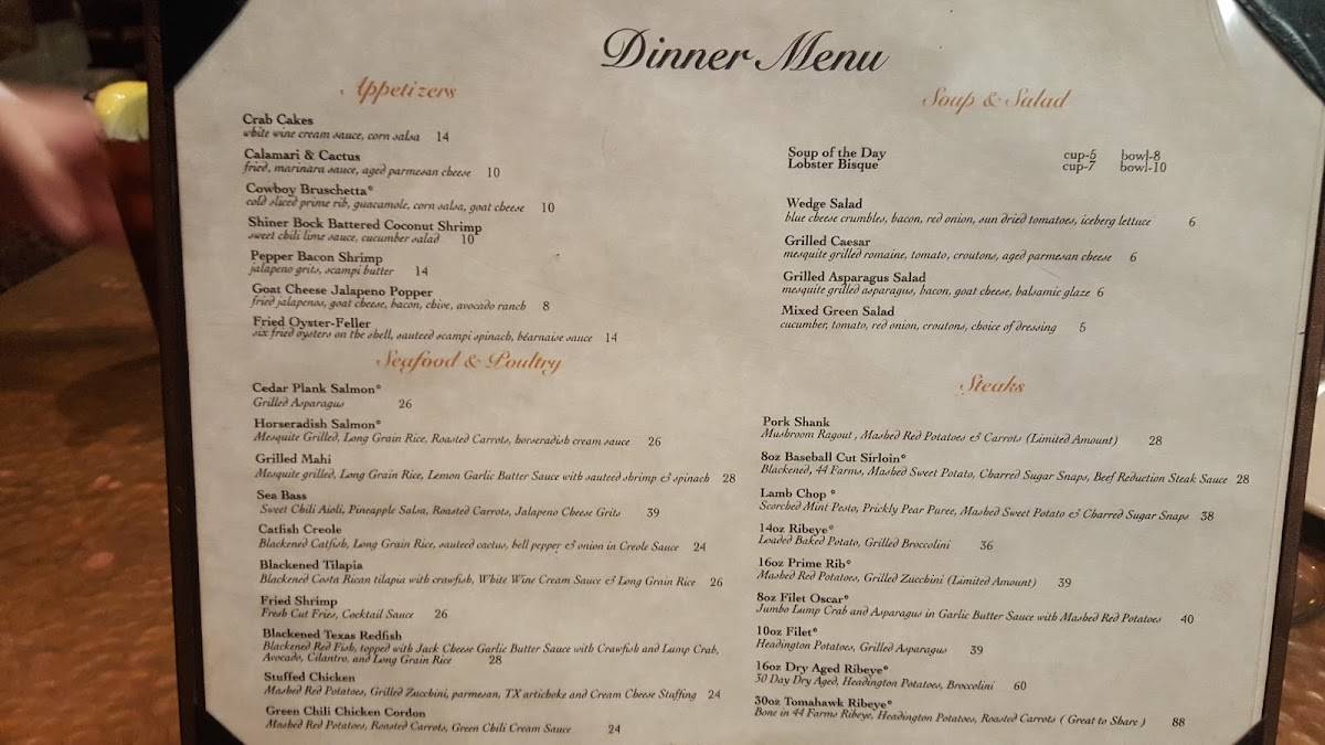 Menu at Copper Creek Restaurant, Abilene