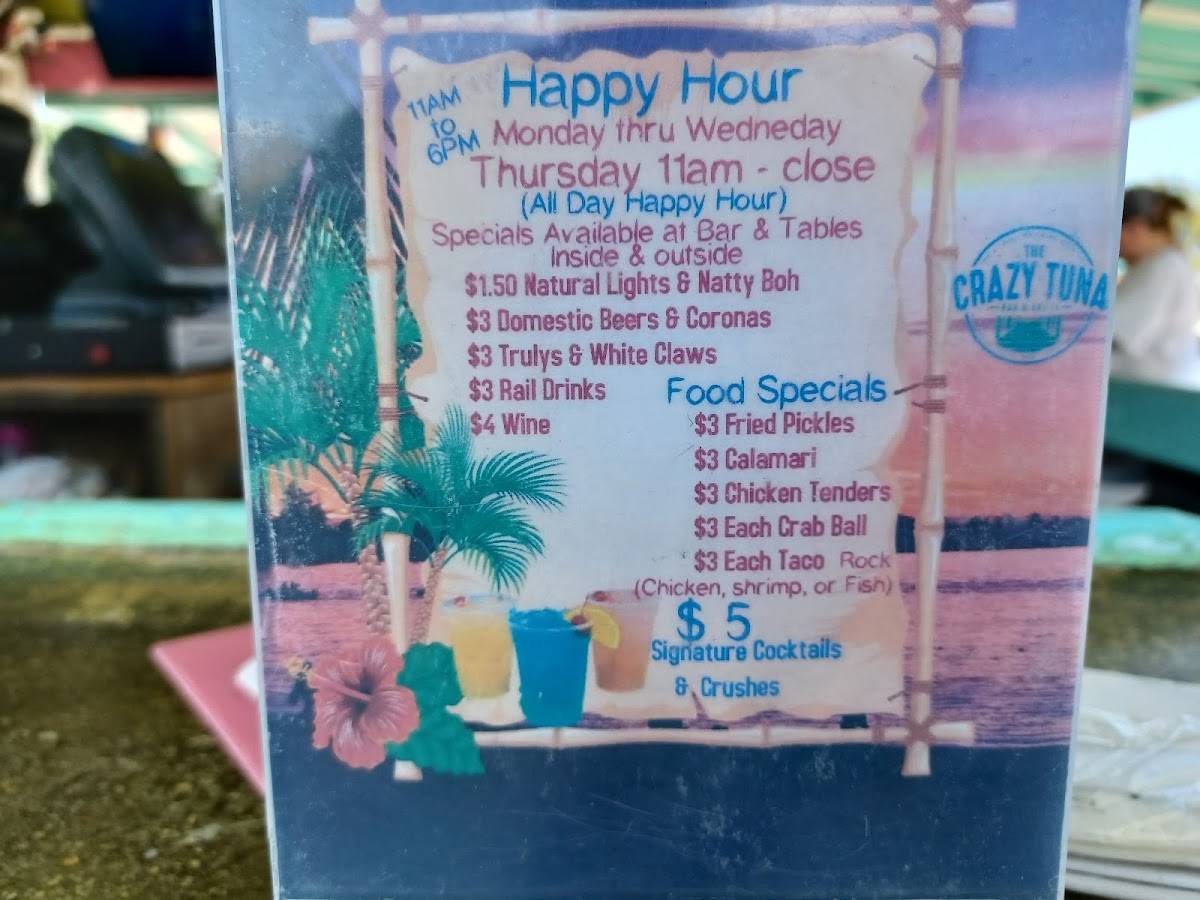 Menu at Crazy Tuna Bar & Grille, Essex, 203 Nanticoke Rd